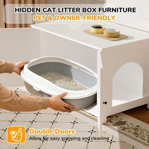 Mueble para Caja de Arena para Gatos, a Prueba de Perros, Gabinete Oculto para Baño de Gatitos, Entrada Baja, Cajas de Madera para Gatos, Control de Olores - Product Image 4