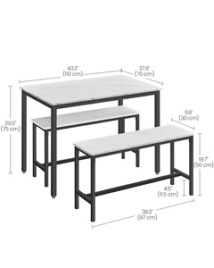 Meubles de salle à <span class=keywords><strong>manger</strong></span> <span class=keywords><strong>VASAGLE</strong></span>, <span class=keywords><strong>table</strong></span> et banc de salle à <span class=keywords><strong>manger</strong></span> modernes et simples, ensemble de <span class=keywords><strong>table</strong></span> à <span class=keywords><strong>manger</strong></span> pour 6 personnes - Product Image 3