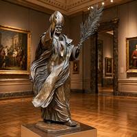 "La Bénédiction Sacrée" - Grande Sculpture de Pape en Bronze Coulé à la Main, Grande Statue en Bronze