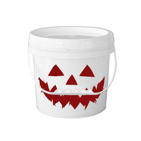 Vente chaude Halloween épaississement PP/HDPE matériel baril rond 500ml - 1L couleurs personnalisées seau à bonbons en plastique avec poignée