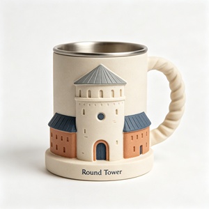 Taza de Resina al por Mayor con Diseño de Castillo, Taza Esculpida con Revestimiento de Acero Inoxidable, Recuerdo de Viaje de <span class=keywords><strong>Dinamarca</strong></span>, Taza de Poliresina - Product Image 4