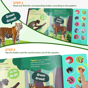 Livres sonores interactifs avec des sons d'<span class=keywords><strong>animaux</strong></span> <span class=keywords><strong>sauvages</strong></span>, des oreilles minuscules et des rugissements puissants, livre éducatif vocal pour les enfants en bas âge, éducation préscolaire - Product Image 2