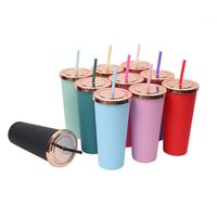Tasse à paille en plastique réutilisable de 24oz avec couvercle en paille pour verres de voyage scolaire