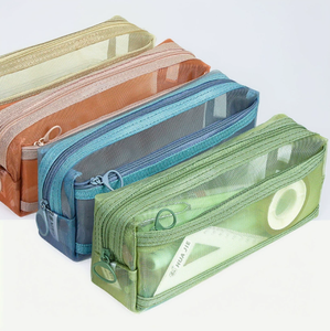 Transparent Mesh Pencil Case Zipper Closure-High Capacity Dirt-Resistant. Minimalist 'Ins Style' Stationery <b>Bag</b> for Students - Product Image 2