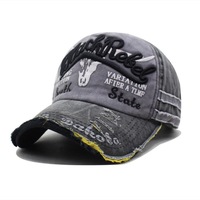 Gorra de Béisbol de Algodón Lavado Vintage Bordada Personalizada de Alta Calidad con Borde Desgastado y Visera Curva, Precio Directo de Fábrica