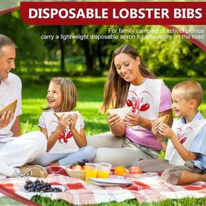 Baberos Desechables de Plástico Impresos Personalizados para Adultos, Delantal Impermeable para Restaurante con Diseño de Mariscos, Langosta y Cangrejo - Product Image 3