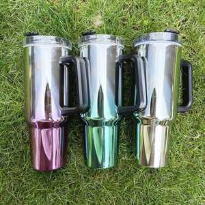 Stainless Steel <b>40oz</b> Gradient Sublimation Holographic Magic Mirror Plating <b>Tumbler</b> <b>with</b> <b>Handle</b> Lid and Straw for DIY Printing - Product Image 3