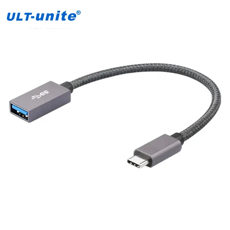 ULT-Unite USB 3.1-Kabel Premium Geflochtenes 0,2 m USB Typ C-Stecker auf USB Typ A-Buchse