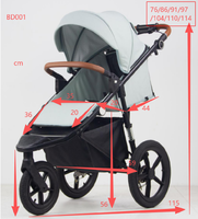 Poussette de jogging en aluminium de qualité supérieure |   Tissu 600D, auvent réglable en 3 sections, dossier inclinable à l'infini, frein à main