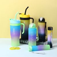 Bouteille d'Eau 3-en-1 de Gym Plastique Sans BPA Réutilisable Personnalisable Grande Capacité pour Voiture, Gobelet avec Poignée 3 Pièces