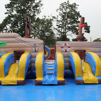 Parc aquatique gonflable commercial personnalisé avec piscine et toboggans-Grande aire de jeux aquatique pour enfants, adultes et famille