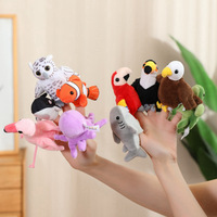 Mini marionnettes de doigt et marionnettes à main en peluche sur le thème des animaux marins mignons, jouets en peluche, marionnettes à main Paons et Perruches, poupées de chiffon