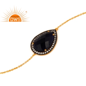 Zircon Blue Corundum Gemstone Bracelet Designer Indian Gold Plated Sterling Silver Chain Bracelet Jewelry Wholesale - Product Image 2