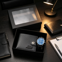 Ensemble cadeau d'affaires de luxe pour homme, 2 pièces, montre et portefeuille, coffret cadeau promotionnel en cuir de qualité supérieure pour lui