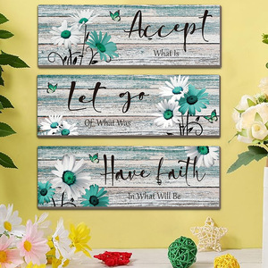 In stock wooden <b>wall</b> <b>stickers</b>, <b>decorative</b> doorplates, square wooden plaques, hanging blue daisy logo signs, home <b>decorations</b>. - Product Image 2