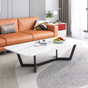 Tavolino <span class=keywords><strong>da</strong></span> <span class=keywords><strong>Salotto</strong></span> Moderno e Lussuoso, Quadrato e Basso, in Acciaio Inossidabile Nero e Oro con Pietra Pictografica, per Uso Domestico - Product Image 3
