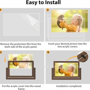 <b>Double</b> Sided Rotating Wooden <b>Photo</b> <b>Frame</b> 6.57x4.33in Rectangular Home Decor Picture <b>Frame</b> For Family <b>Photos</b> - Product Image 3