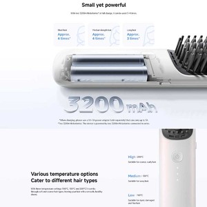 Cepillo alisador de pelo inalámbrico Xiaomi, con batería de 3200mAh, ajustes de calor regulables para cabello grueso, fino y abundante. - Product Image 5