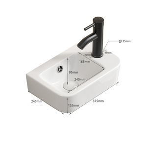 Évier mural moderne en céramique avec robinet monotrou de forme carrée pour une utilisation simple dans la salle de bain d'un <span class=keywords><strong>mini</strong></span>-appartement - Product Image 6
