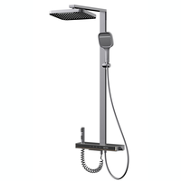 Ensemble de douche mural intelligent 4 fonctions en cuivre brossé avec affichage numérique pour salle de bain, style clavier de piano, pommeau de douche céramique effet pluie doux, idéal pour usage hôtelier