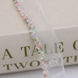 Oferta: Encaje de Tul Francés con Cuentas de 1.5cm de Ancho para Decoración de Ropa, Zapatos y Bolsos - Product Image 3