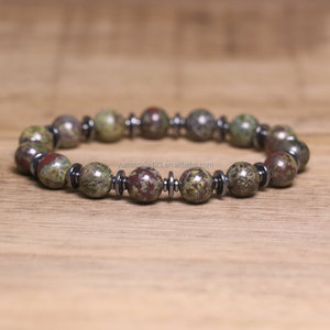 Pulsera de cuentas de hematita natural de sangre de dragón, hecha a mano, elástica, estilo minimalista para hombre, venta al por mayor - Product Image 1