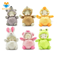 Boneka Hewan Lucu Lembut Mainan Boneka Isi Kapas PP Domba/Serigala/Katak/Babi/Bebek/Beruang/Kelinci dengan Topi Kemasan Kantong OPP