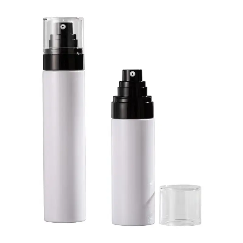 Empty 100ml White Toner Mist Spray Bottle Flat Cosmetic Refillable Emulsion Lotion Pump Bottle