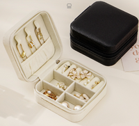 Mini boîte à bijoux de voyage portable en cuir PU, petite boîte de rangement pour bagues et boucles d'oreilles