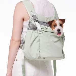 QQgift कस्टम टिकाऊ प्यारा छोटे कुत्तों और बिल्लियों के लिए सामने वापस पालतू वाहक पानी प्रतिरोधी हल्के वजन पालतू वाहक बैग