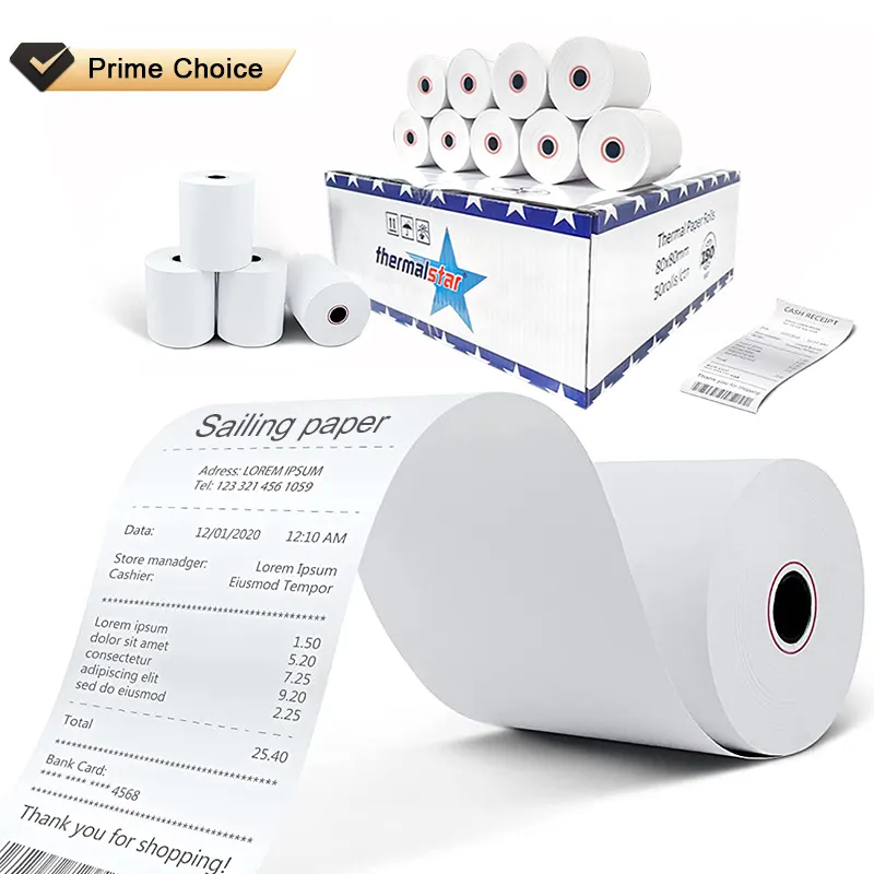 Wholesale 80x80mm Cash Register Paper 80x80 Thermal Paper Rolls Manufacture Customized 3 1/8 X 230 Thermal Paper Receipt Rolls