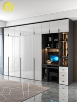 Armoire de chambre à coucher combinée avec bureau, style nordique, luxe léger, moderne, simple, minimaliste, grande armoire d'angle pour vestiaire