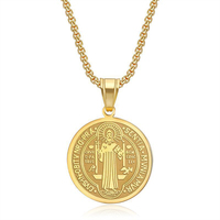 Collier scapulaire religieux en acier inoxydable 316L avec pendentif en or 14K 18K, colliers tendance pour femmes, hommes et filles