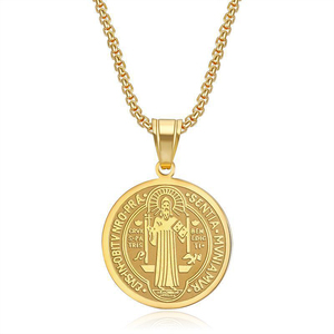 Collar Escapulario Religioso de Acero Inoxidable 316L con Colgante de Oro de 14K y 18K, Collares de Moda para Mujeres, Hombres y Niñas - Product Image 1