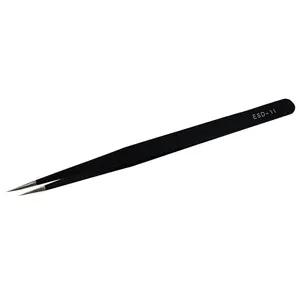 Black Stainless Steel Anti Static Electronics Tweezers Hand Tools ESD 11 for Cleanroom Assembly Tools