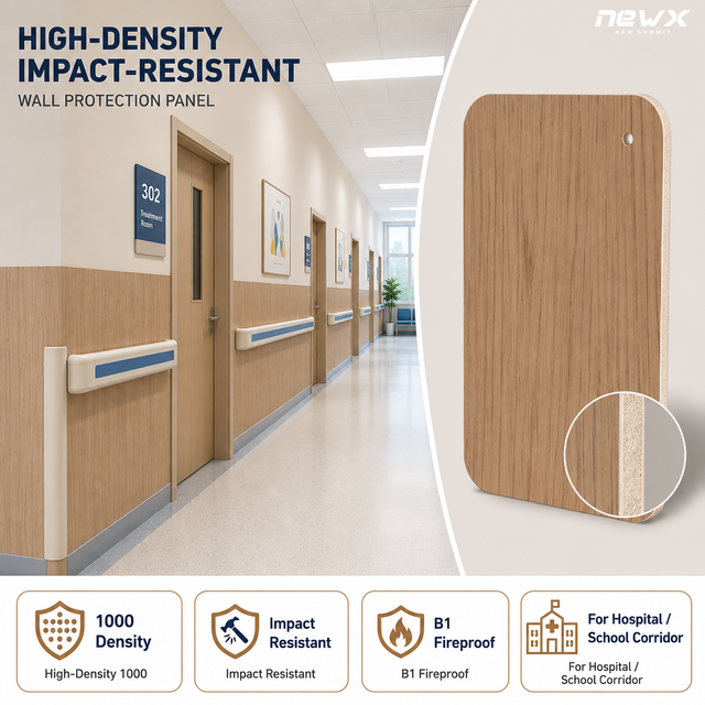 1000 Density Bamboo Charcoal Wall Panel Impact Resistant PVC Film Interior Wall Protection Board for Hospital School