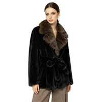 Veste tendance en fausse fourrure à chevrons en V pour femme, style Instagram, manteau épais et chaud en vison synthétique, vêtement de luxe en fourrure couleur terre