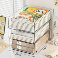 Clair moderne Transparent acrylique A4 papier support de rangement PP boîte en plastique bacs bureau fichier étagère bureau usage domestique conteneur