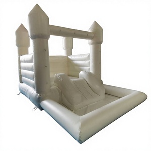 Castillo inflable blanco de calidad comercial para fiestas infantiles al aire libre con piscina de pelotas - Product Image 1