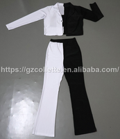 Costume de danse pour adultes, costumes de scène pour femmes, costume de danse de ballet en spandex blanc et noir pour adultes