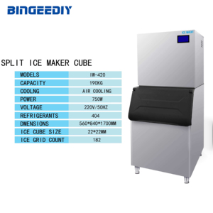 เครื่องทำน้ำแข็งเชิงพาณิชย์ 220V/50Hz ขายตรงจากโรงงาน ผลิตน้ำแข็งได้ 191 กก./24 ชม. ตัวเลือกความจุ 12 ระดับ ตั้งแต่ 40 ถึง 1000 กก./24 ชม. เลือกได้ตามต้องการ - Product Image 4