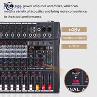 Console de mixage audio professionnelle AOSHEN RX12-RTS 12 canaux en métal avec 24 DSP, alimentation fantôme 48V, USB, karaoké, DJ, noire