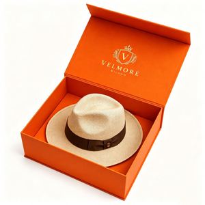 Boîte à chapeau magnétique recyclable personnalisée pour Fedora, emballage cadeau en papier rigide avec fermeture magnétique, grande taille, impression quadricolore - Product Image 3