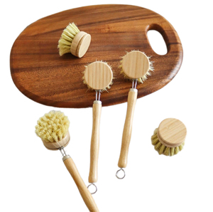 Brosse de nettoyage pour pot <span class=keywords><strong>en</strong></span> bambou et sisal UMI avec long manche <span class=keywords><strong>en</strong></span> <span class=keywords><strong>bois</strong></span>, portable pour le dégraissage et le lavage des casseroles - Product Image 1