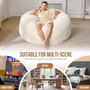 Grand fauteuil paresseux géant et moelleux, <span class=keywords><strong>pouf</strong></span> sac de rangement, avec logo personnalisé, rembourrage inclus et housse lavable pour adultes - Product Image 6