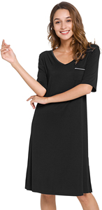 Camisones <span class=keywords><strong>de</strong></span> Viscosa <span class=keywords><strong>de</strong></span> Bambú RTS para Mujer, Camiseta <span class=keywords><strong>de</strong></span> Dormir <span class=keywords><strong>de</strong></span> Manga Corta, Camisón con Cuello en V, Ropa <span class=keywords><strong>de</strong></span> Dormir <span class=keywords><strong>de</strong></span> Talla Grande - Product Image 2