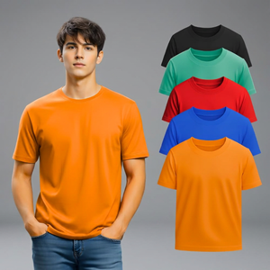 T-shirt pour homme en jersey 100% coton, uni, teinture unie, manches courtes, col rond, coupe classique, respirant, vêtement décontracté - Product Image 3
