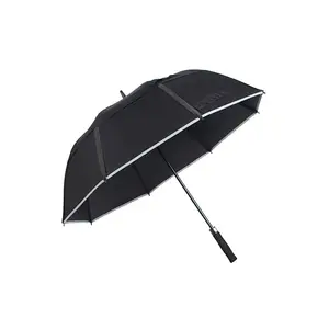 BSCI аудит Заводская поставка ночник отражение эластичная лента черный автоматический зонт для гольфа