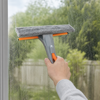 Nettoyeur de vitres modulaire à perche télescopique avec pulvérisateur d'eau et raclette à main détachable – Kit complet