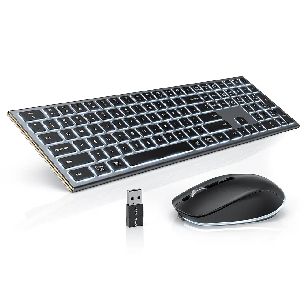 Seenda Rechargeable Computer Keyboards and Mice for Mac MacBook Windows RGB Backlight Key board 2.4G Wireless Keyboard and Mouse